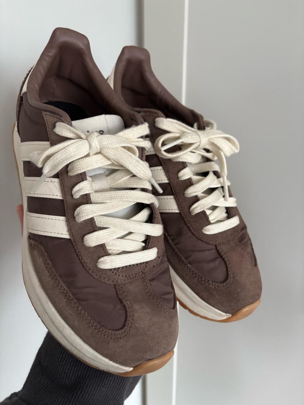adidas Brown and Cream Women's Retro Runner Sneakers